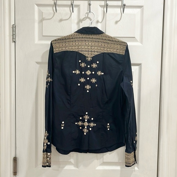 Denim & Supply Ralph Lauren Cowboy Western Embellished Navy Shirt - Picture 4 of 15